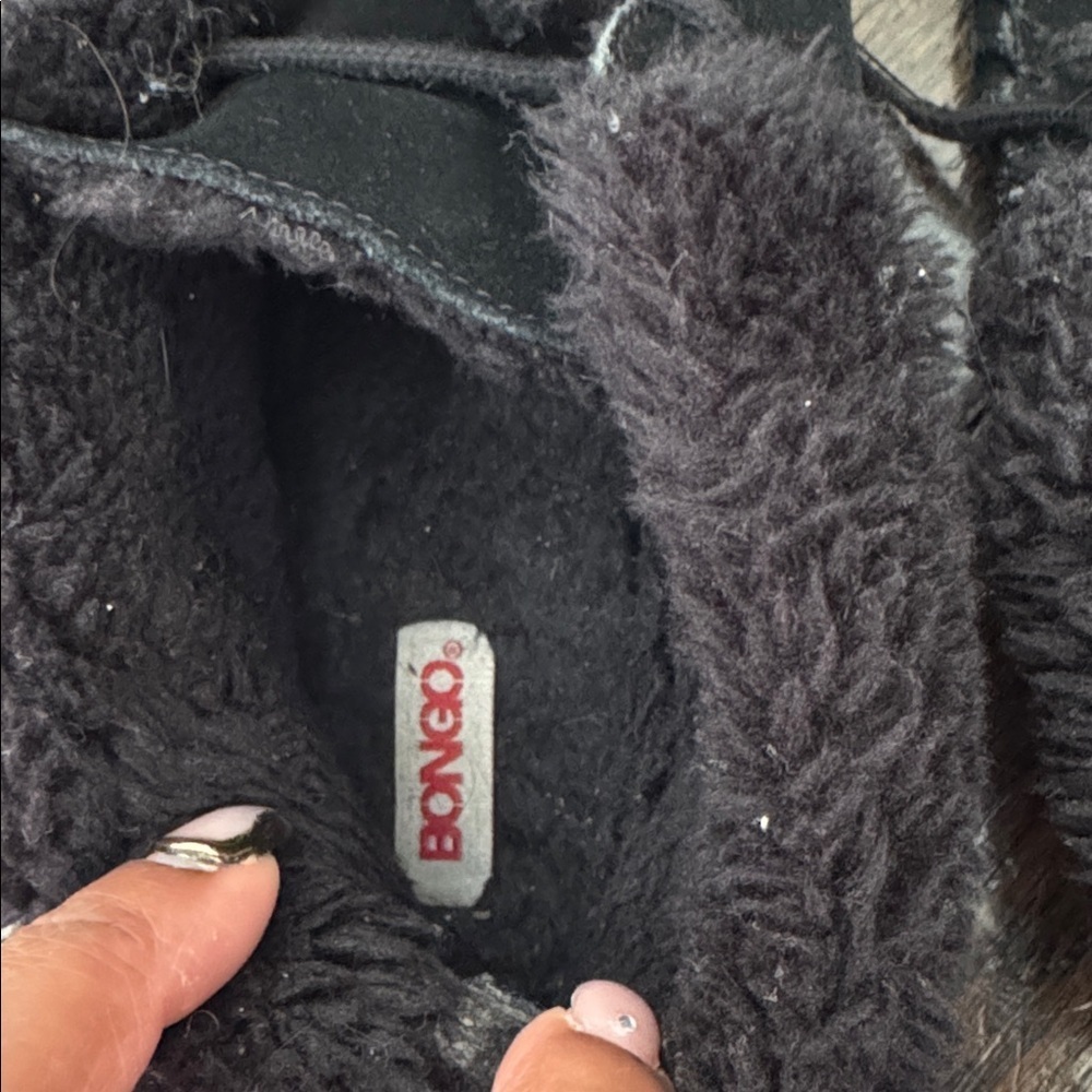 Bongo Women’s Black Suede Moccasin Faux fur lined Slippers size 8 - Picture 5 of 6